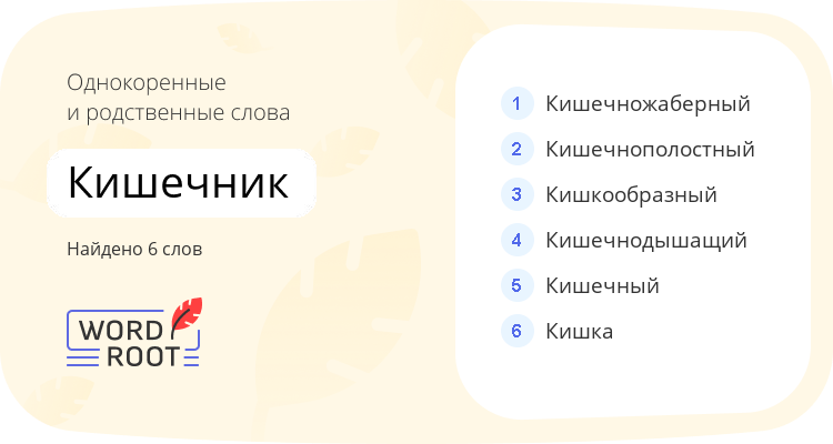 Однокоренные и родственные слова для кишечник
