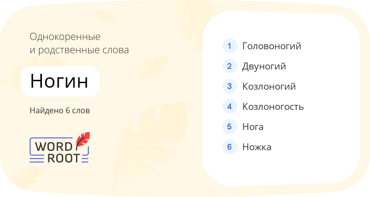 Однокоренные и родственные слова для ногин