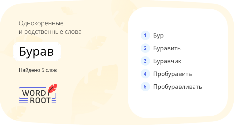 Однокоренные и родственные слова для бурав
