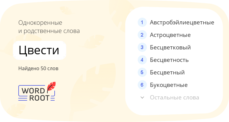 Однокоренные и родственные слова для цвести