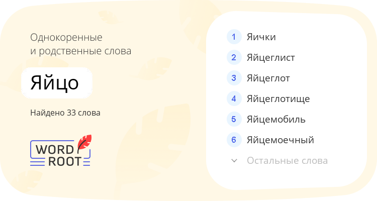 Однокоренные и родственные слова для яйцо