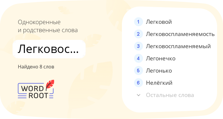 Однокоренные и родственные слова для легковоспламеняющийся