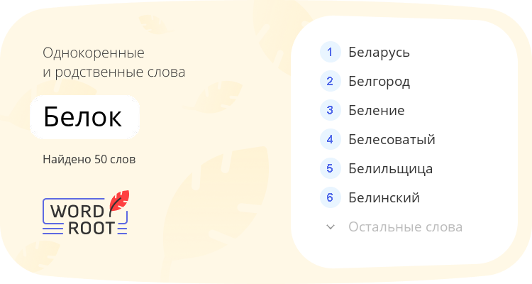 Однокоренные и родственные слова для белок