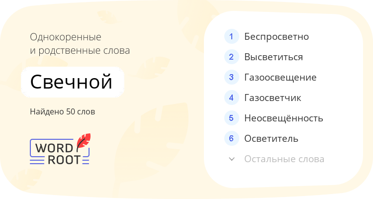 Однокоренные и родственные слова для свечной