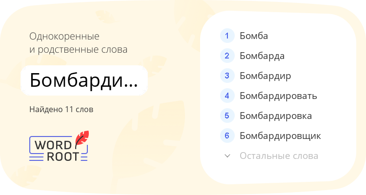 Однокоренные и родственные слова для бомбардирование